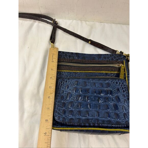 Brahmin Blue Green Croc crossbody 24\